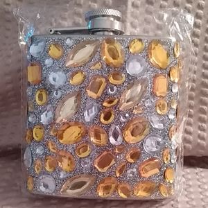 Gold and silver sparkly flask
